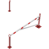 Swing barrier | with bracing tube and | pull rope reinforcement | to be fixed by plugs, hot-dip galvanized and red coated with white reflecting rings | Barrier arm length: 3000 mm | for padlock